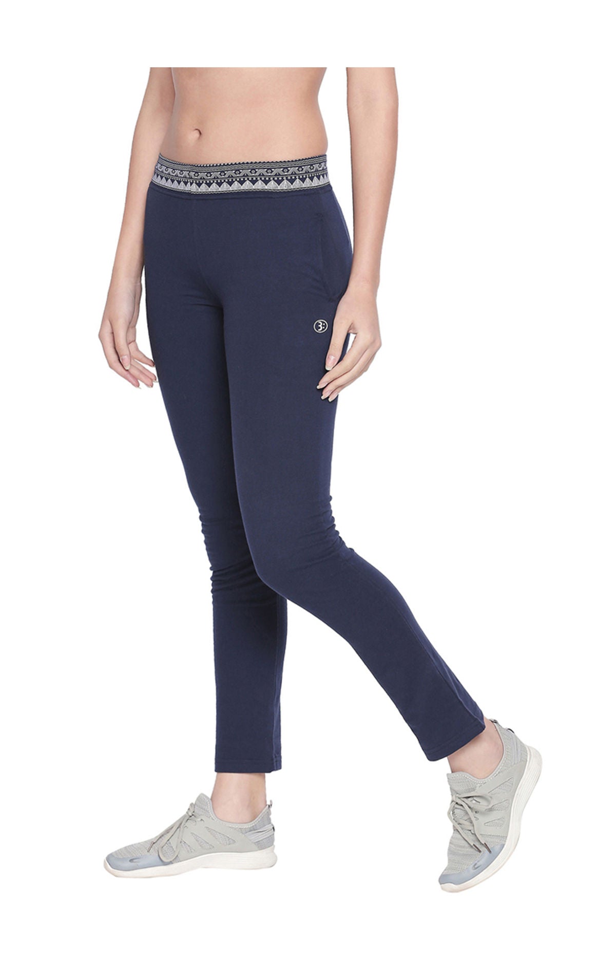 Bodyactive Women Printed Waist Band Trackpant-LL13-NAVY