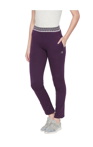 Bodyactive Women Printed Waist Band Trackpant-LL13-WINE