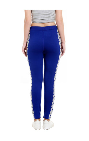 Bodyactive Women Fashion Polka Dots Trackpant in Royal Blue Colour-LL14-RBL