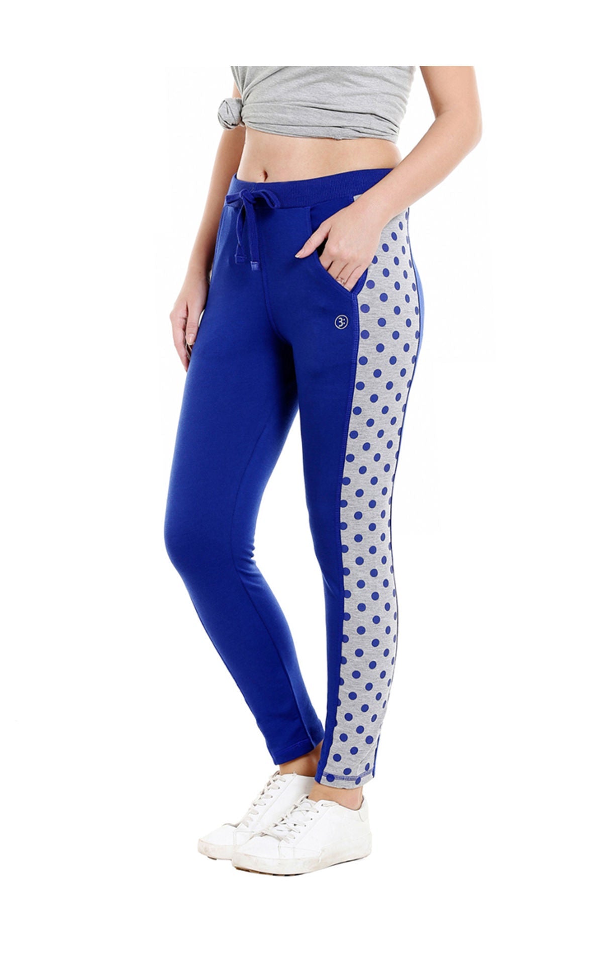 Bodyactive Women Fashion Polka Dots Trackpant in Royal Blue Colour-LL14-RBL