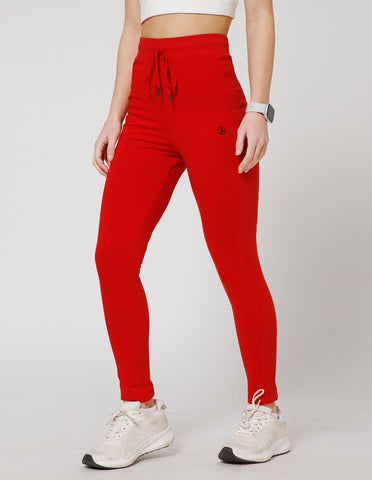 Women's Super Soft Cotton-Rich Regular Fit Track Pants – Red(LL25)