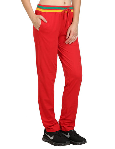 Bodyactive Women Red Trackpant-LL3-RED
