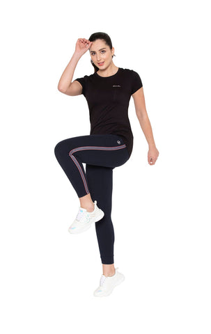 Bodyactive Women's Navy Solid Activewear Jogger Track Sweatpants-LL30-NVY