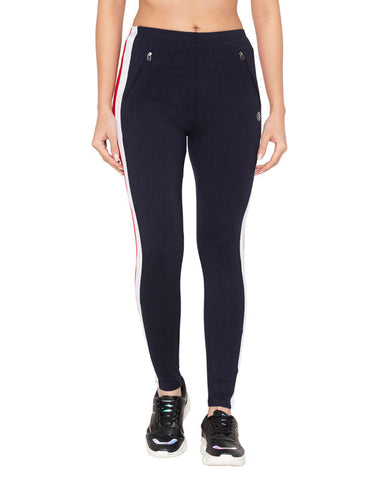 Bodyactive Women's Navy Solid Activewear Jogger Track Sweatpants-LL31-NVY