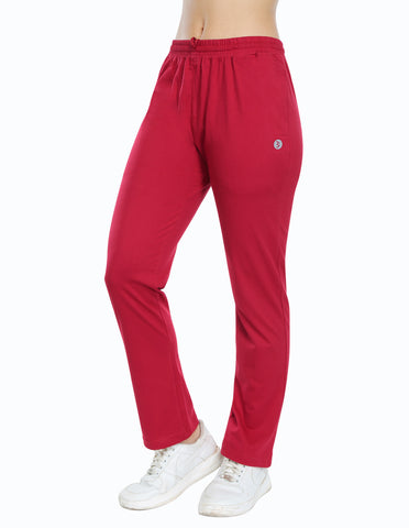 Bodyactive Maroon Cotton Rich Regular Women's Trackpant LL38-MEH