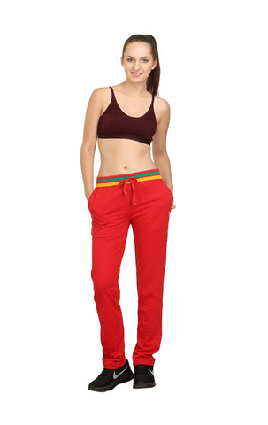 Bodyactive Women Red Trackpant-LL3-RED