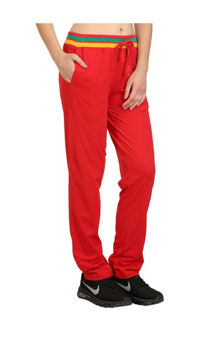 Bodyactive Women Red Trackpant-LL3-RED