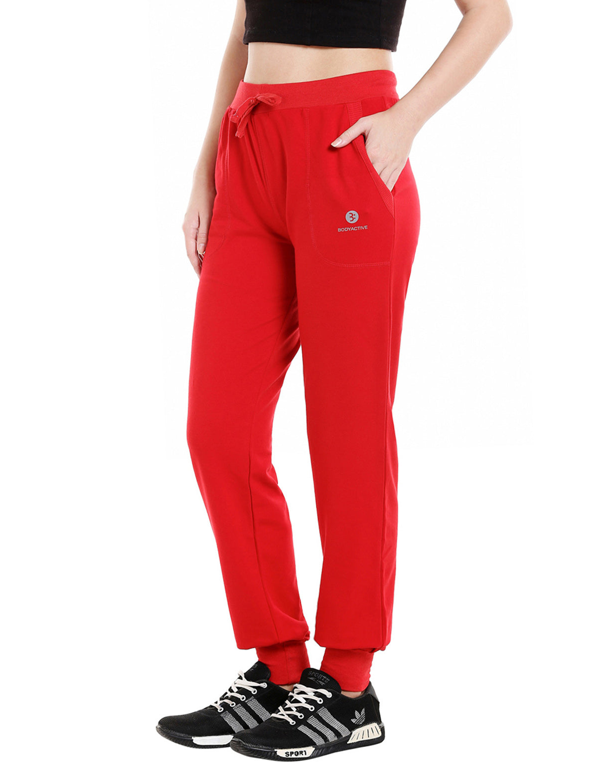 Bodyactive Women Red Trackpant-LL5-RED