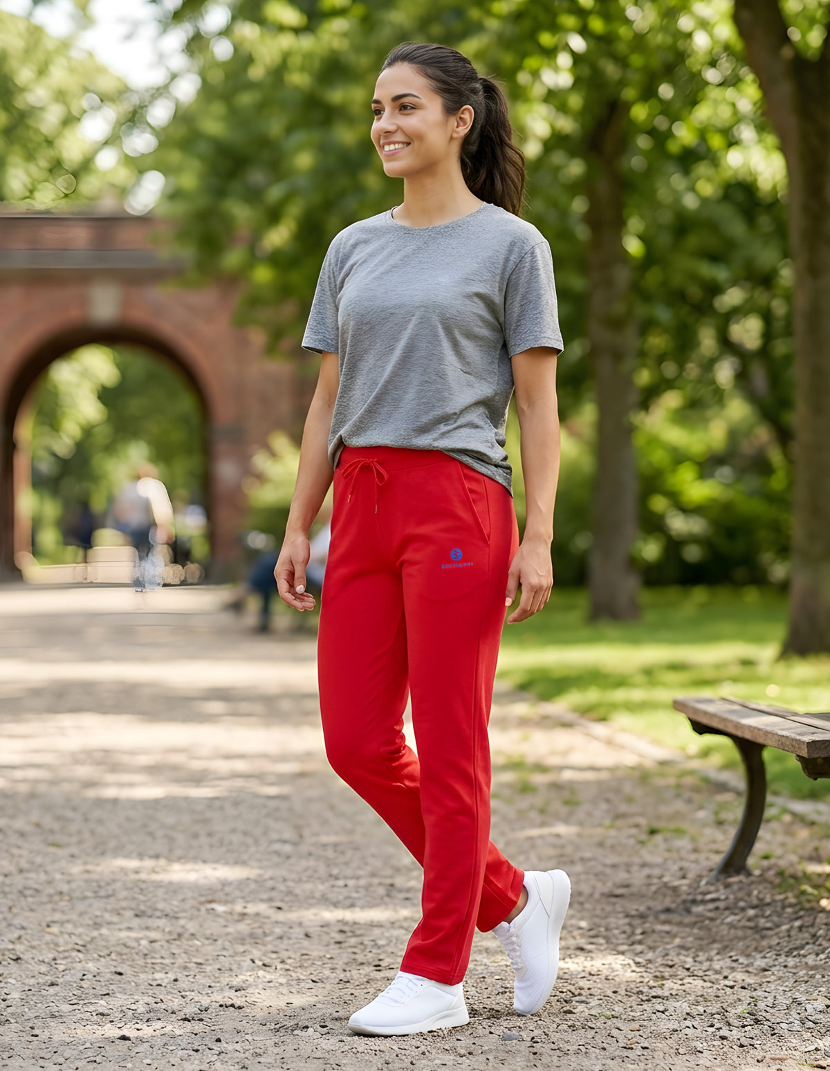 Bodyactive Women Red Trackpant-LL6-RED