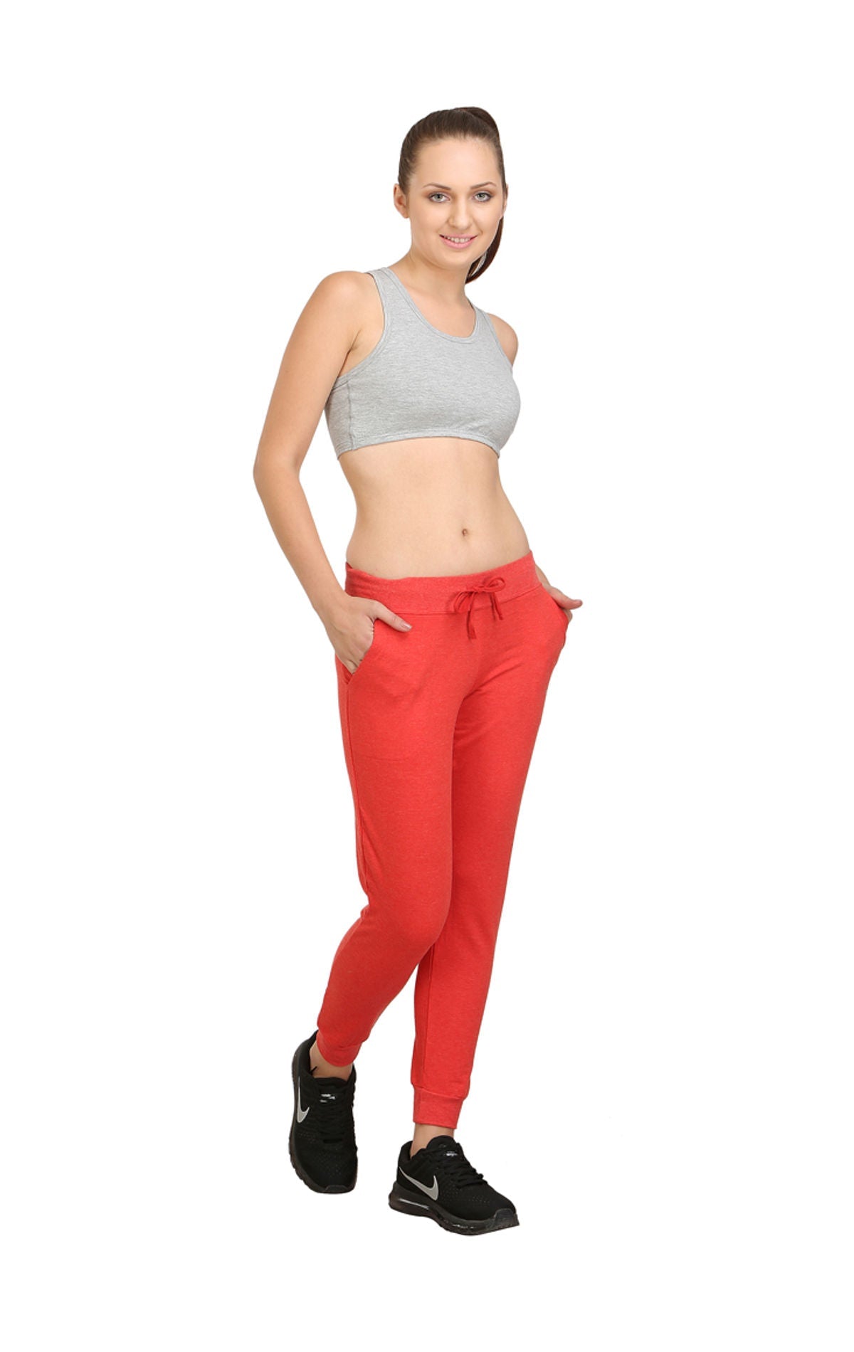 Bodyactive Women Red Trackpant-LL7-RED