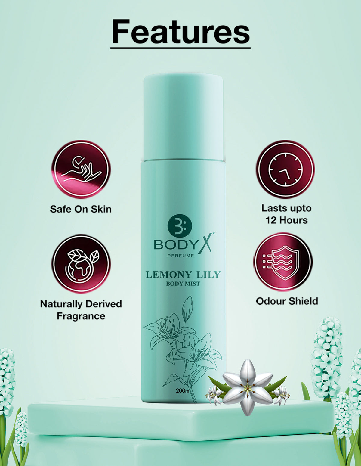 Lemony Lily Body Mist by BodyX (200ml) – Feminine & Lasting Aroma