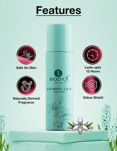 Lemony Lily Body Mist by BodyX (200ml) – Feminine & Lasting Aroma