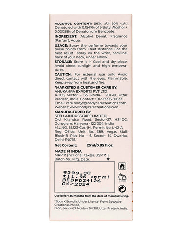 BodyX Opel Eau De Parfum for Men Long-Lasting Masculine Fragrance-25ml