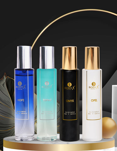 BodyX Unisex Perfume 25 ML SET OF 4 (HOPE, ONYX, OPEL, TOPAZ)