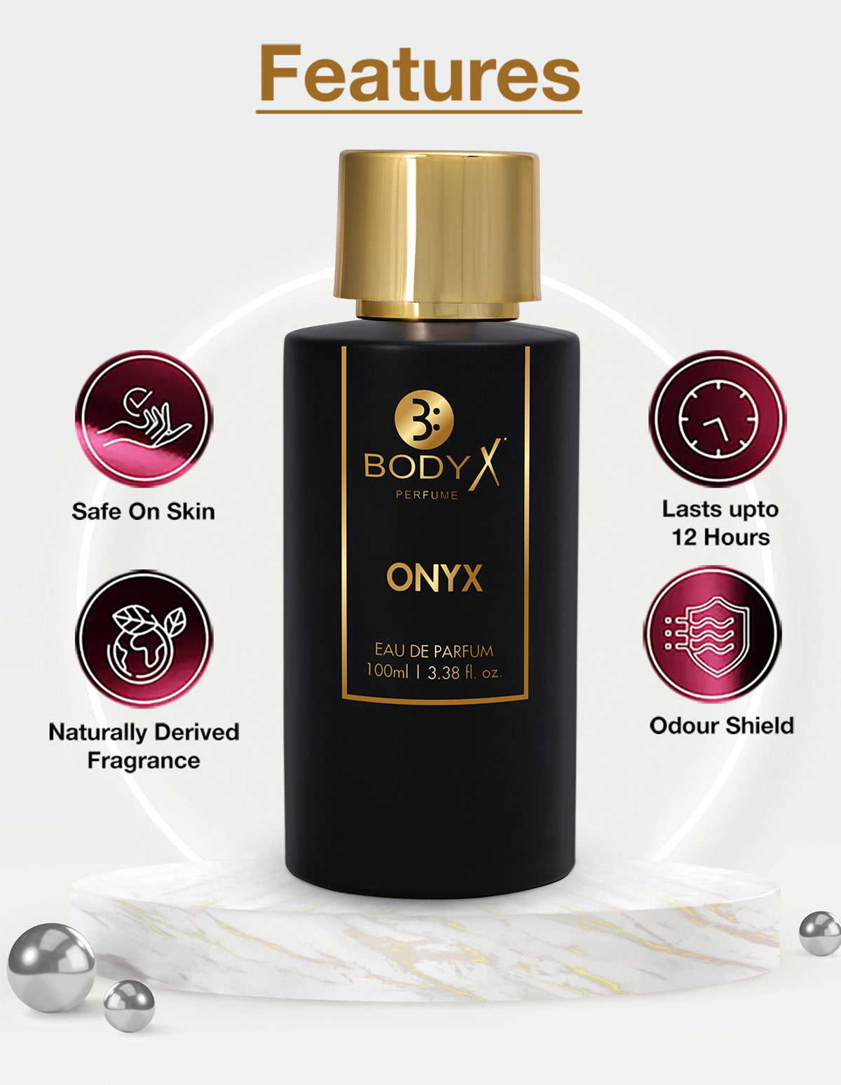 BodyX Onyx Eau De Parfum for Men Long-Lasting Masculine Fragrance-100ml