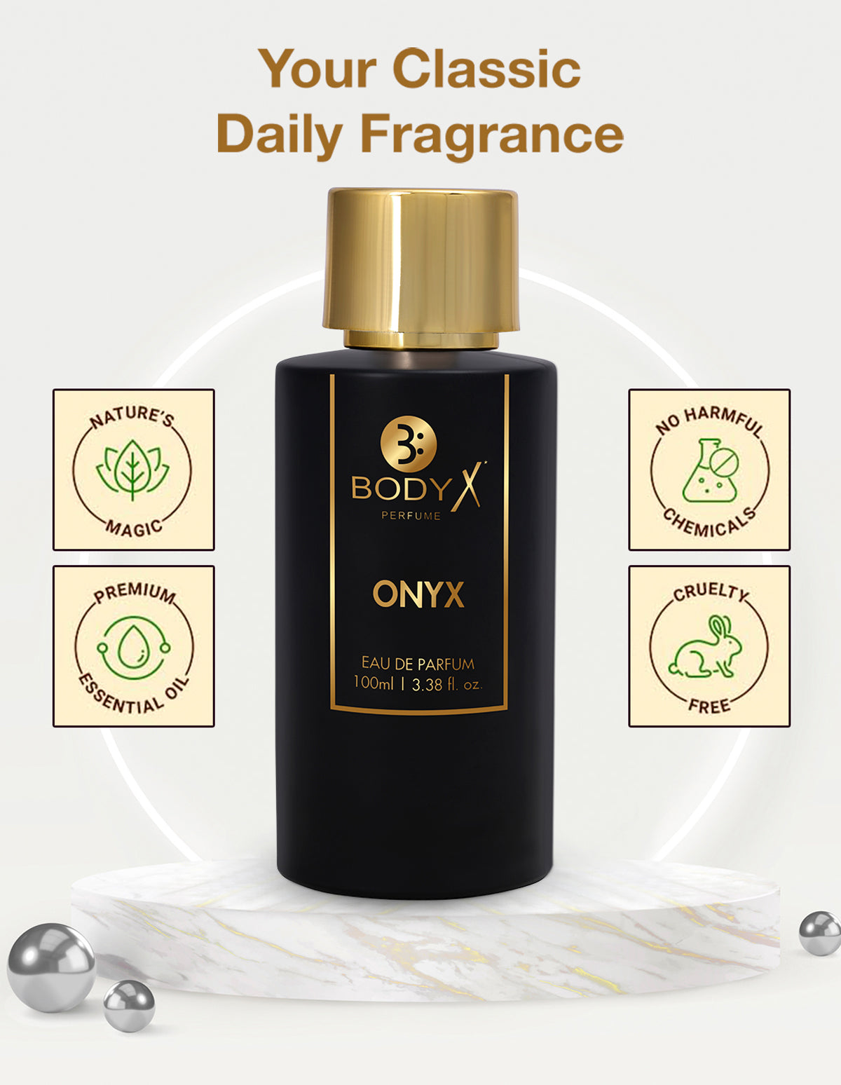 BodyX Onyx Eau De Parfum for Men Long-Lasting Masculine Fragrance-100ml