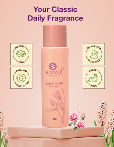 Rose Noir Body Mist by BodyX (200ml) – Feminine & Lasting Aroma