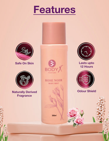 Rose Noir Body Mist by BodyX (200ml) – Feminine & Lasting Aroma