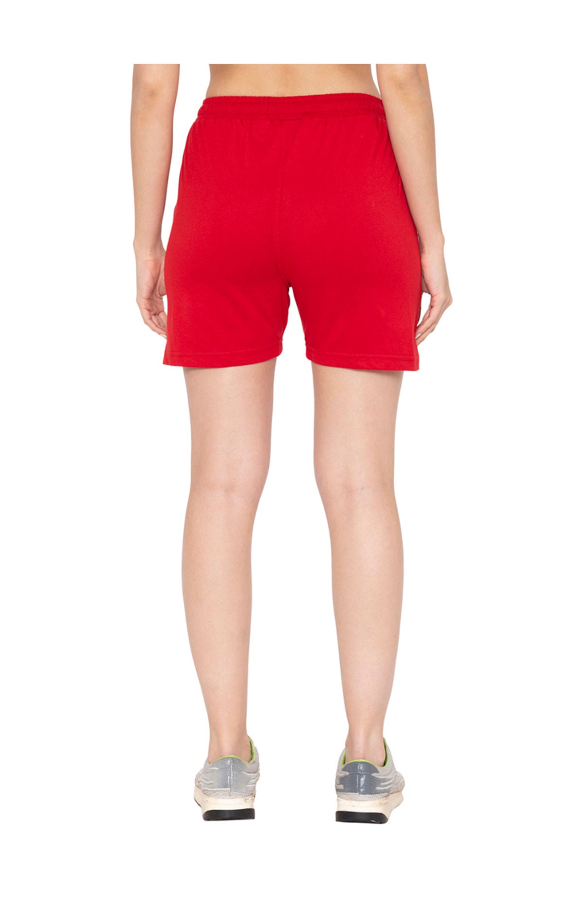 Bodyactive Women Red Cotton Shorts with Pockets -SHW2-RED/GRML