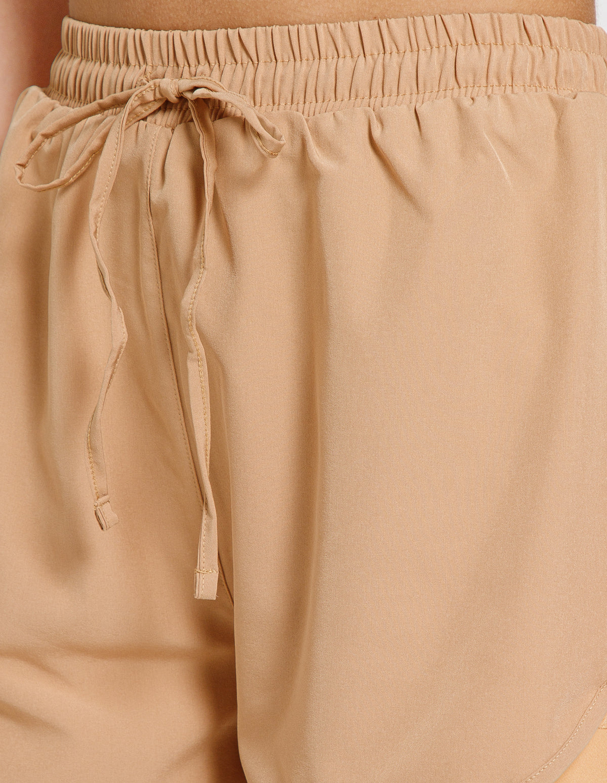 Women's Super Soft Spandex Mid Rise Regular Fit Shorts for Casual & Sports Wear – Camel(SHW8)