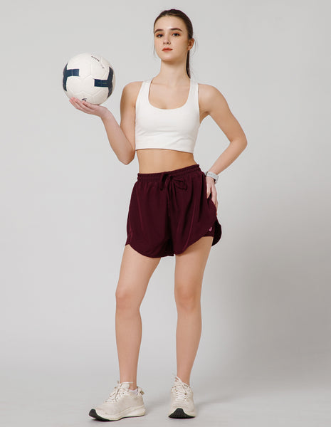 Women's Super Soft Spandex Mid Rise Regular Fit Shorts for Casual & Sports Wear – Maroon(SHW8)