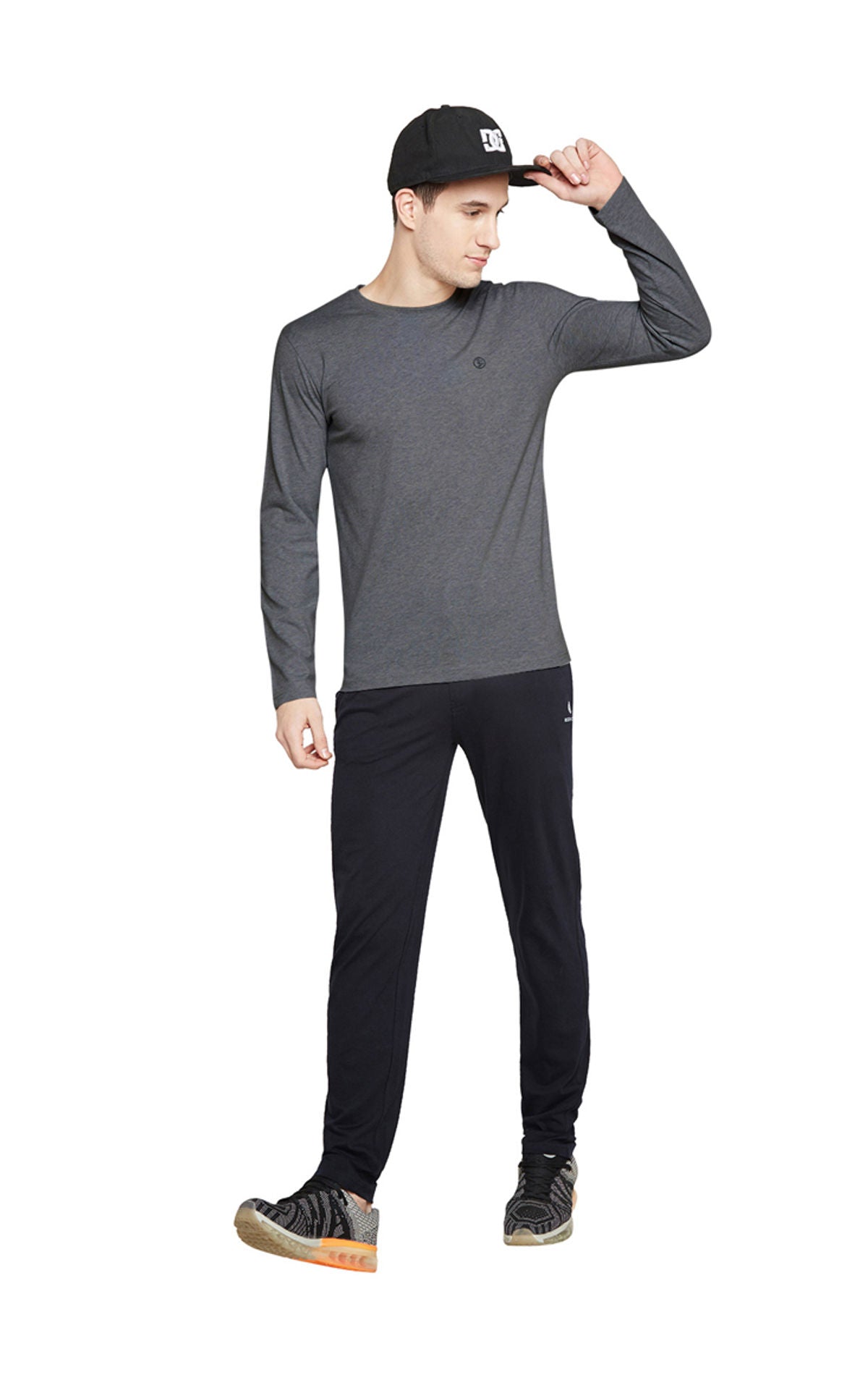 Bodyactive Men Dark Grey Melange Round-Neck T-Shirt-TS101-DGRML