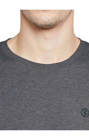 Bodyactive Men Dark Grey Melange Round-Neck T-Shirt-TS101-DGRML