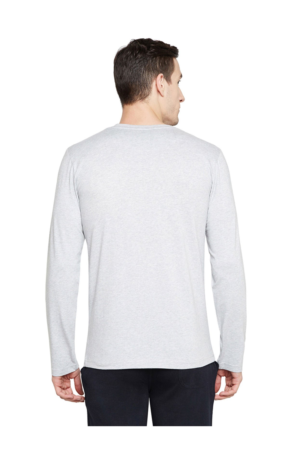 Bodyactive Men Grey Melange Round-Neck T-Shirt-TS101-GRML