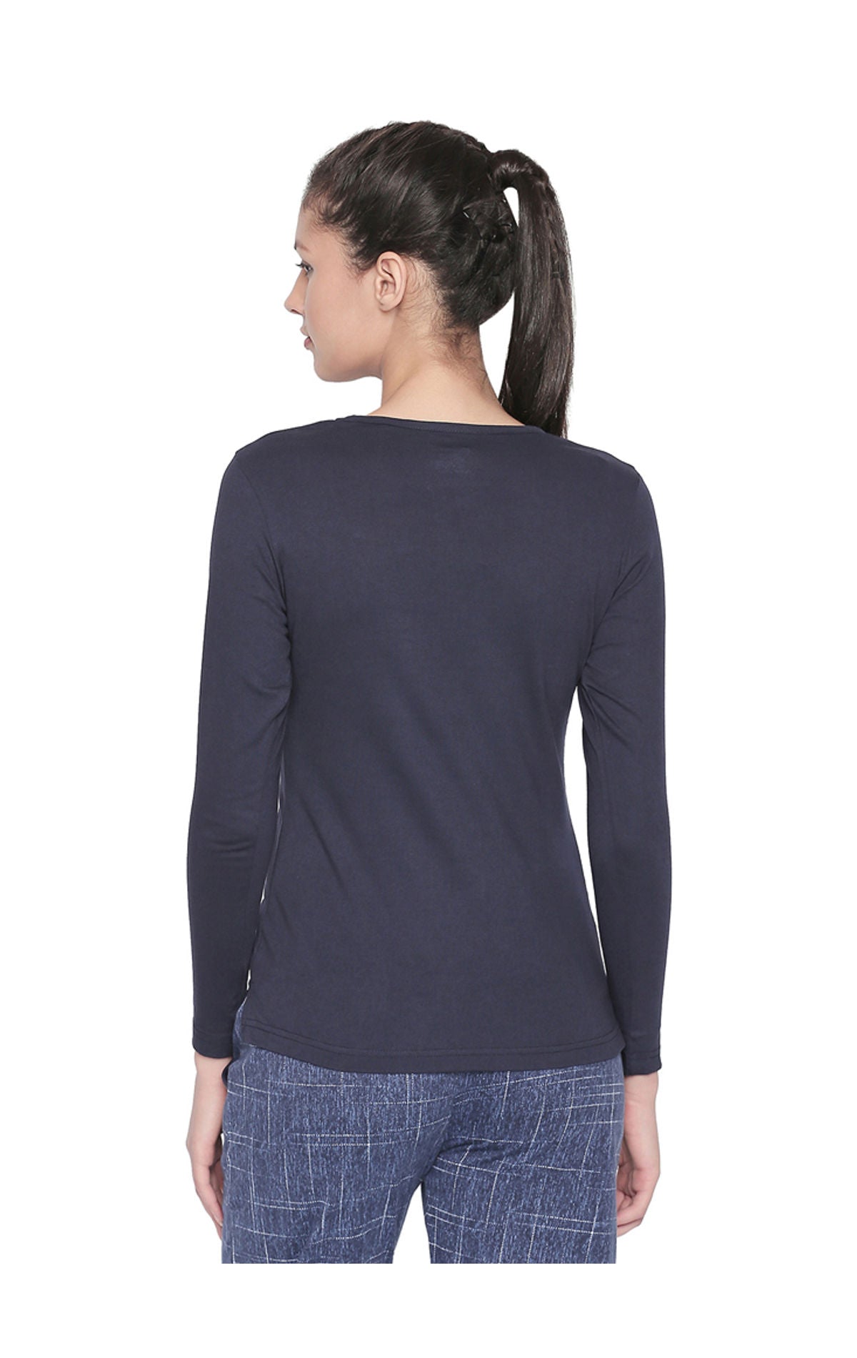 Bodyactive Women Navy Round Neck Tee-TS102-NAVY