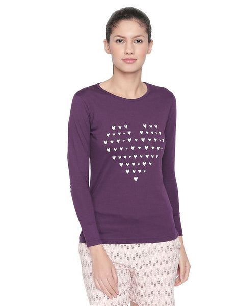 Bodyactive Women Purple Round Neck Tee-TS102-PLUM