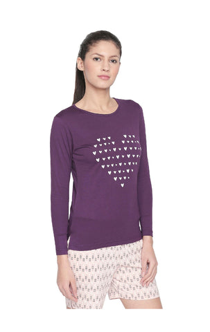 Bodyactive Women Purple Round Neck Tee-TS102-PLUM