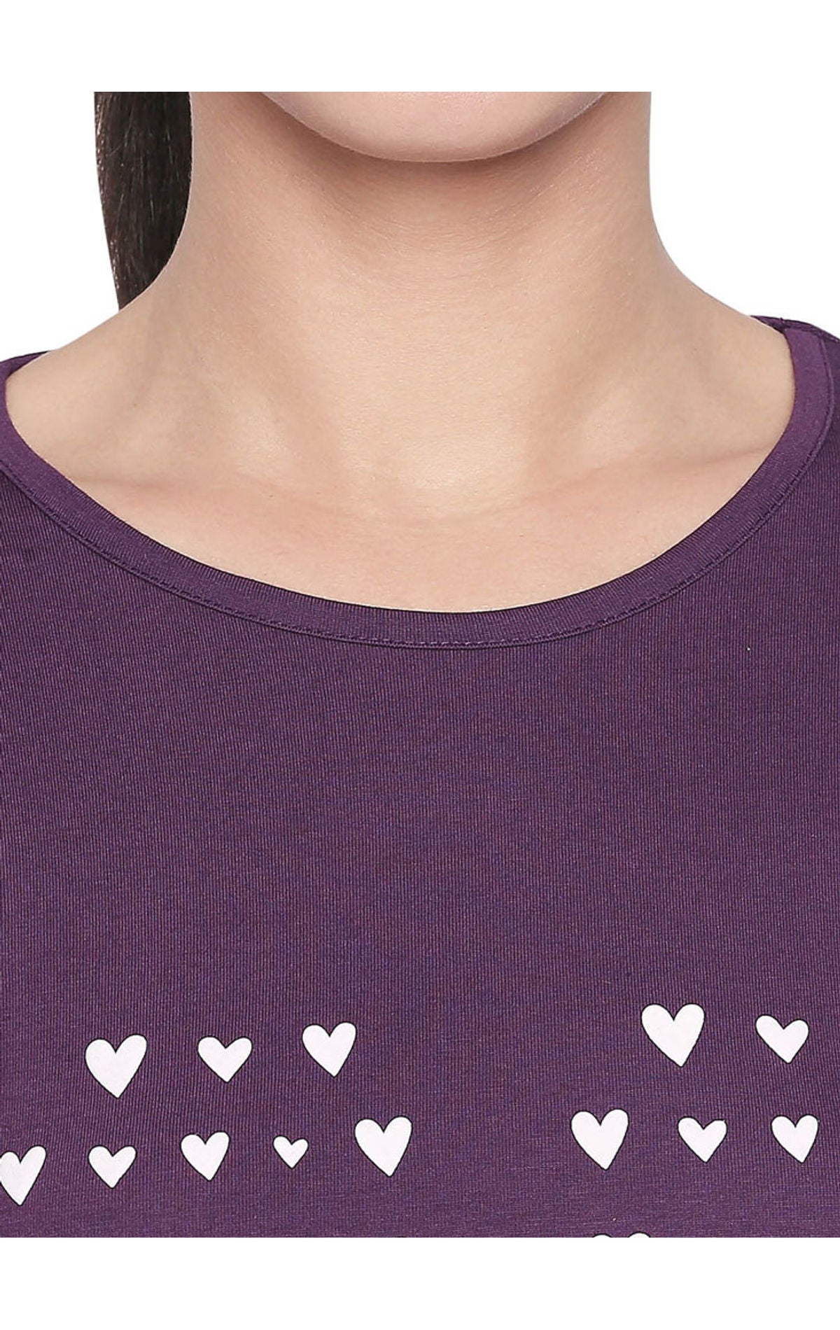 Bodyactive Women Purple Round Neck Tee-TS102-PLUM