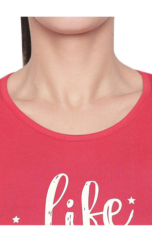 Bodyactive Women Red Round Neck Tee-TS102-RED