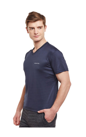 Bodyactive Navy Dri-Fit V-Neck T-Shirt-TS11-NAV