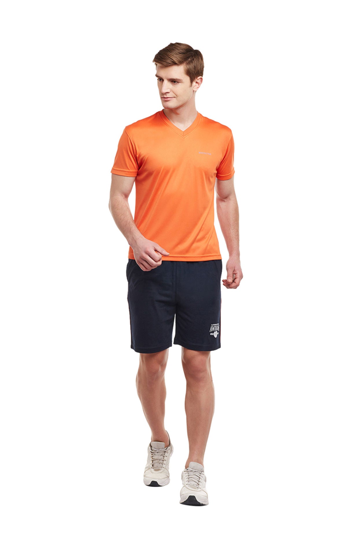 Bodyactive Orange Men Dri-Fit V-Neck T-Shirt-TS11-ORNG