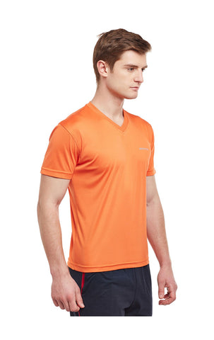 Bodyactive Orange Men Dri-Fit V-Neck T-Shirt-TS11-ORNG