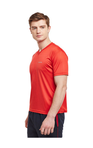 Bodyactive Men Red Dri-Fit V-Neck T-Shirt-TS11-RED