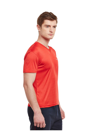 Bodyactive Men Red Dri-Fit V-Neck T-Shirt-TS11-RED