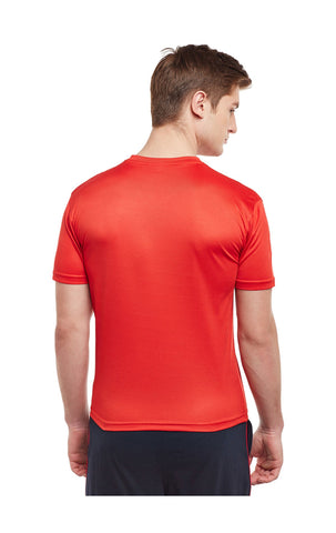 Bodyactive Men Red Dri-Fit V-Neck T-Shirt-TS11-RED