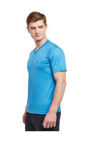 Bodyactive Men Turquoise Dri-Fit V-Neck T-Shirt-TS11-TRQ