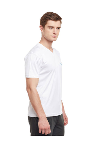 Bodyactive Men White Dri Fit V-Neck T-Shirt-TS11-WHT