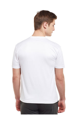 Bodyactive Men White Dri Fit V-Neck T-Shirt-TS11-WHT