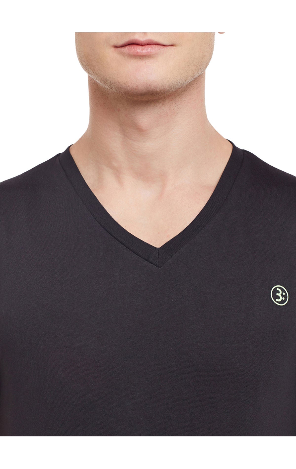 Bodyactive Men Black Cotton V-Neck T-Shirt-TS13-BLK