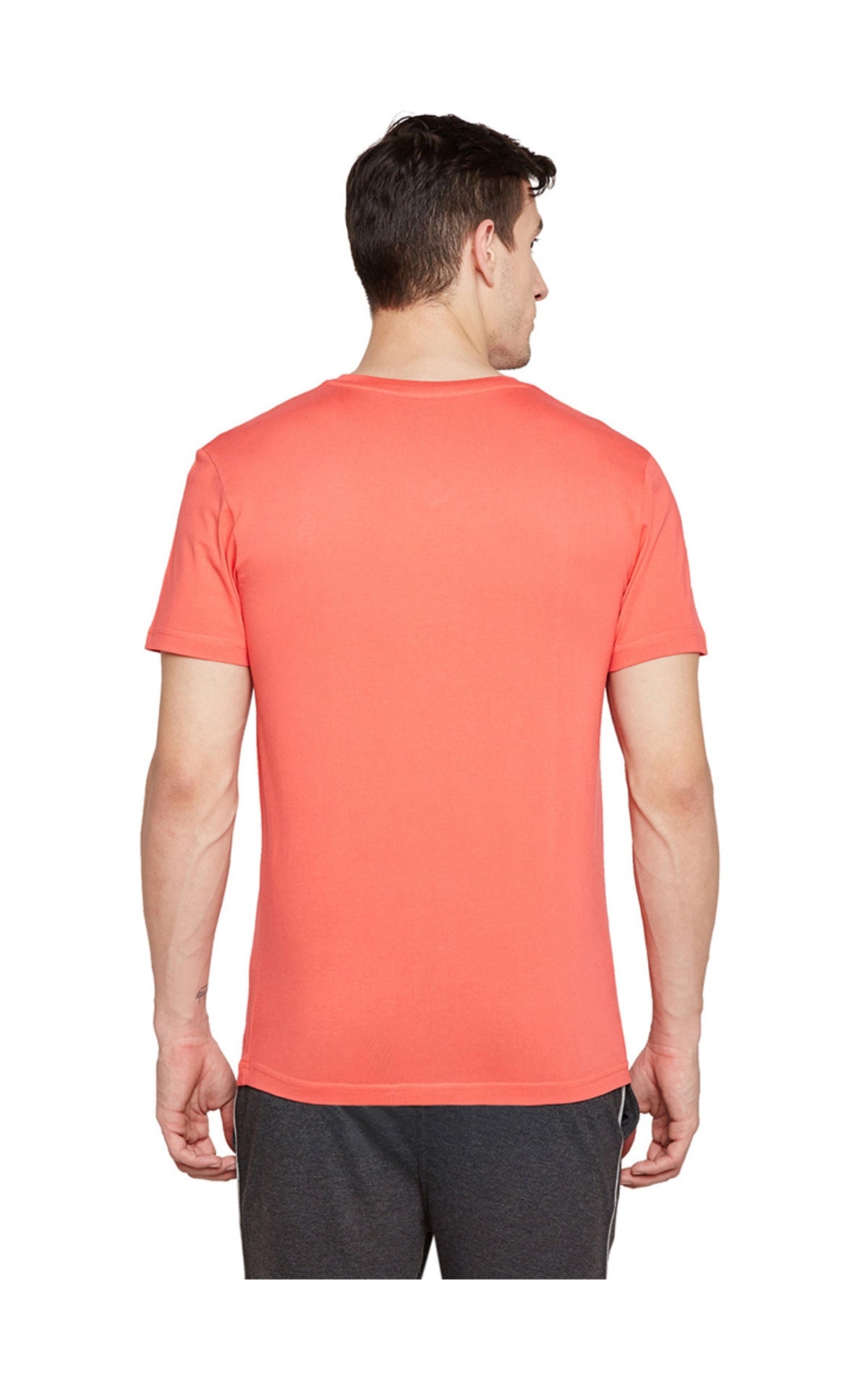 Bodyactive Men coral Cotton V-Neck T-Shirt-TS13-CORAL