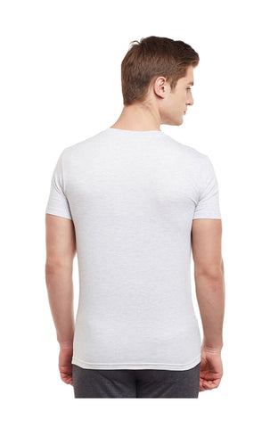 Bodyactive Men Heather Grey Cotton V-Neck T-Shirt-TS13-HTGREY