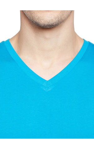 Bodyactive Men Teal Cotton V-Neck T-Shirt-TS13-TEAL