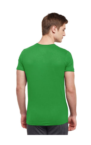 Bodyactive Men Cotton V-Neck T-Shirt-TS13-LTGRN