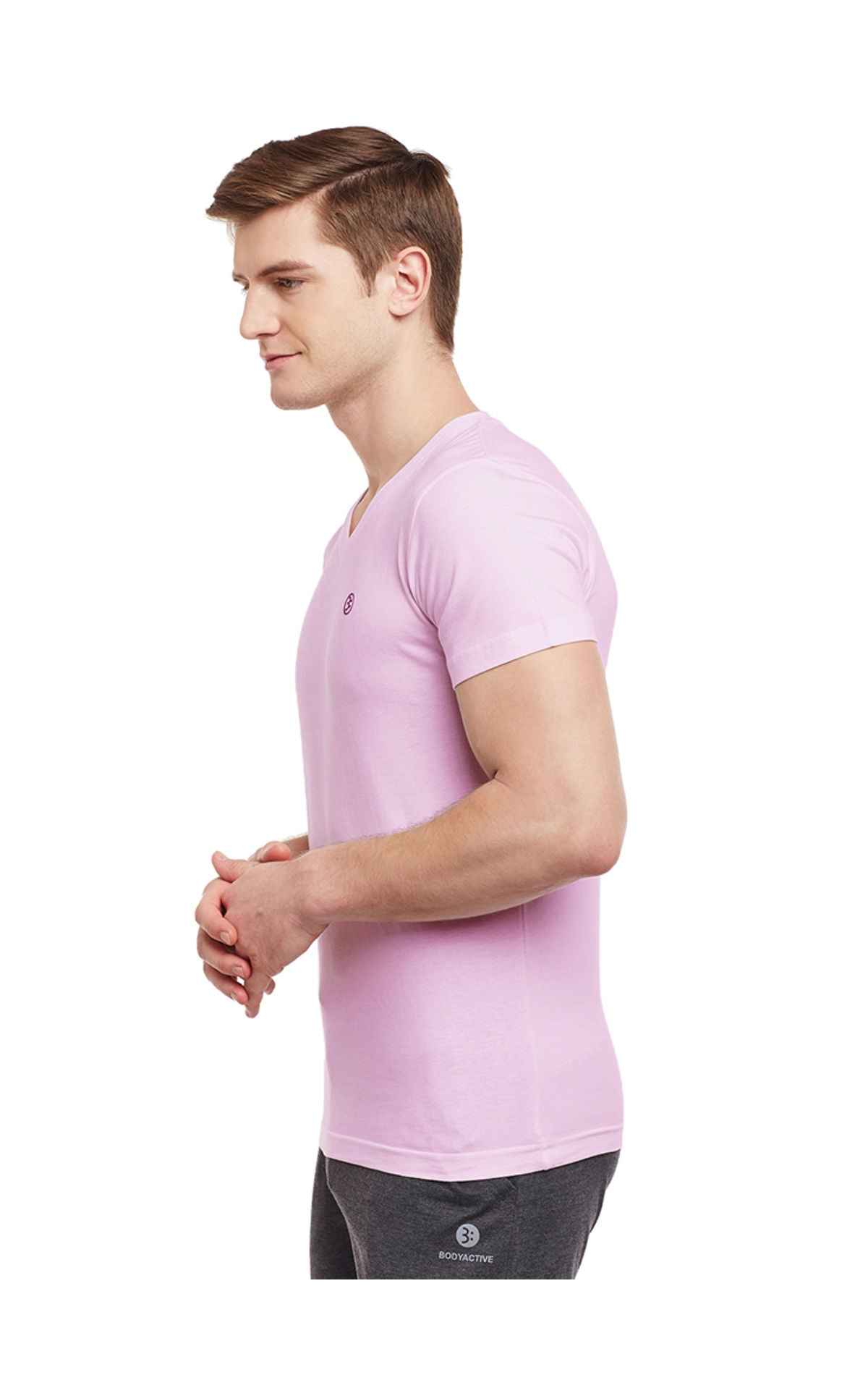 Bodyactive Men Cotton V-Neck T-Shirt-TS13-LTPI