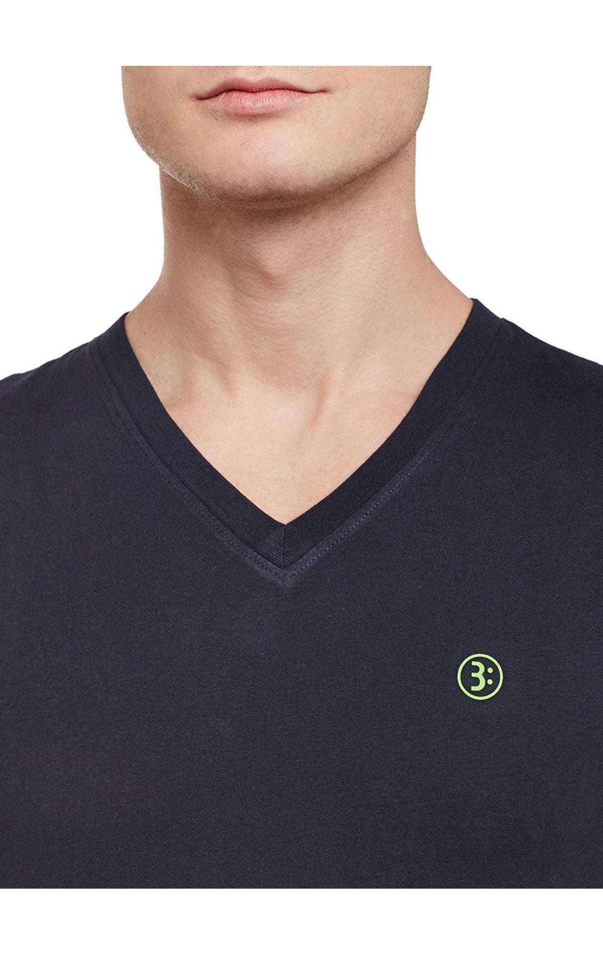 Bodyactive Men Navy Cotton V-Neck T-Shirt-TS13-NAV