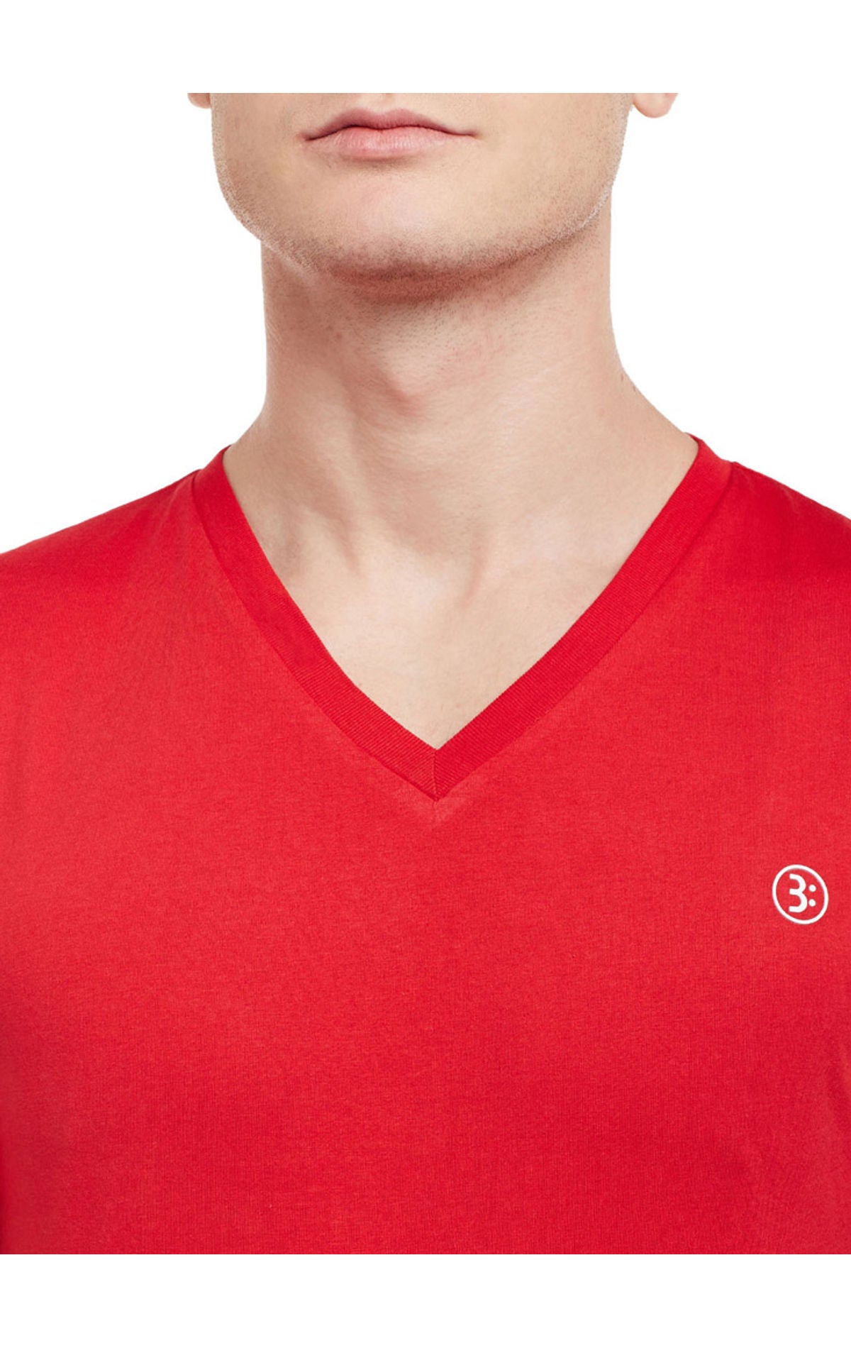 Bodyactive Men Red Cotton V-Neck T-Shirt-TS13-RED